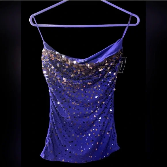 EXPRESS 🪩 Sparkling Sequined Strapless Sleevele Tube Top w/Shelf bra Small NWT - Picture 2 of 4